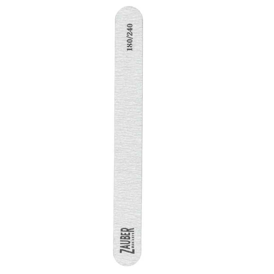 Пилка для натуральних нігтів Zauber Nail File Straight Grey 03-009 180/240 грит пряма, сіра