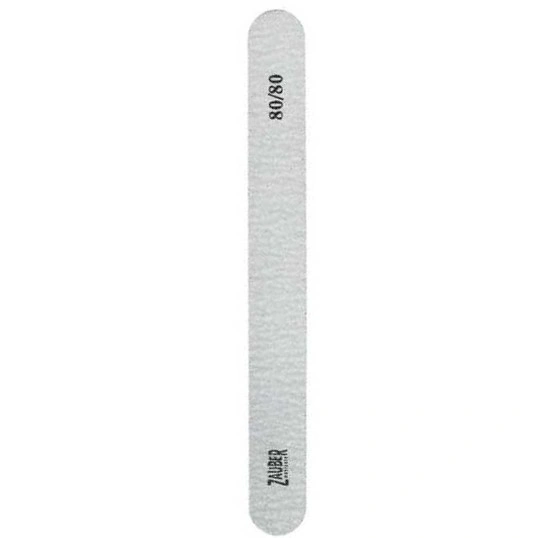 Пилка для штучних нігтів Zauber Nail File Straight Grey 03-009 80/80 грит пряма, сіра