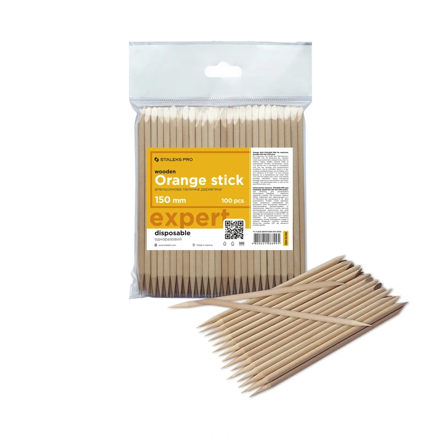 Апельсинові палички 15 см Staleks Pro Expert Wooden Orange Stick 100 шт