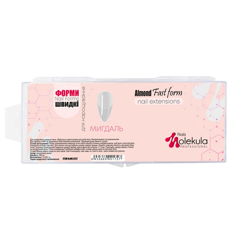 Форми-типси для швидкого нарощування Molekula Almond Fast Form Nail Extensions мигдаль