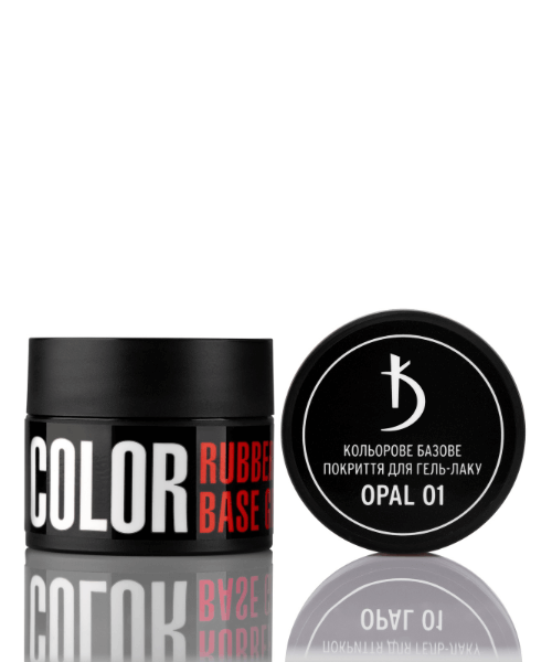 Кольорове базове покриття для гель лаку Kodi Color Rubber Base Gel Opal 01 молочний, з опаловим шиммером 12 мл