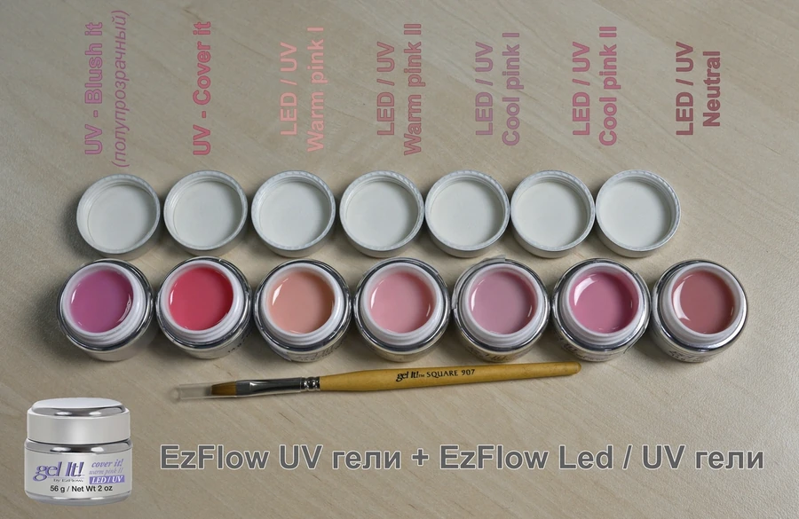 Конструюючий тепло-рожевий гель №1 EzFlow LED/UV Cover it! Warm Pink I блідо-насичений колір 56 г