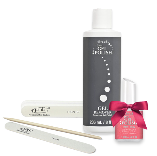 Акція! Ремувер для видалення гель-лаків IBD Just Gel Polish Remover гель-лак та набір для манікюру у подарунок 236 мл