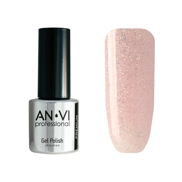 Гель-лак ANVI №060 Elven Breathe світло-рожевий, з блискітками 9 мл