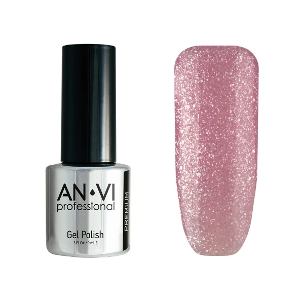 Гель-лак ANVI №132 Reflekted Joy світло-рожевий, з блискітками 9 мл