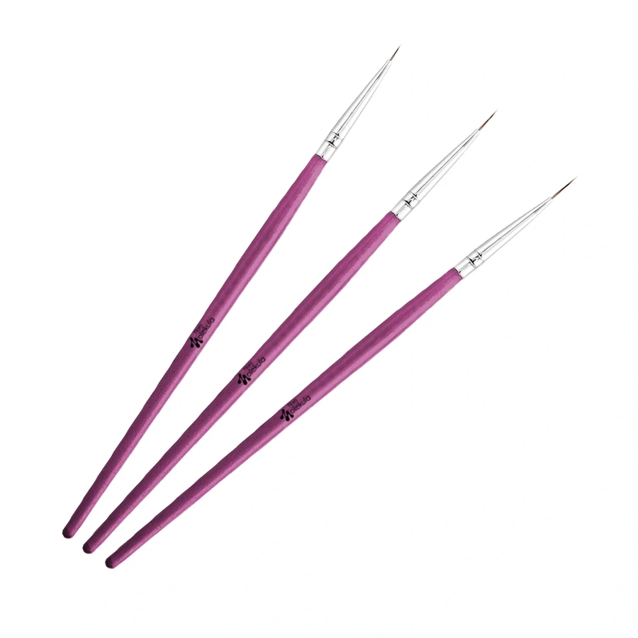 Набір пензликів для малювання тонких ліній Molekula Set of Brushes for Drawing Lines Pink 3 шт