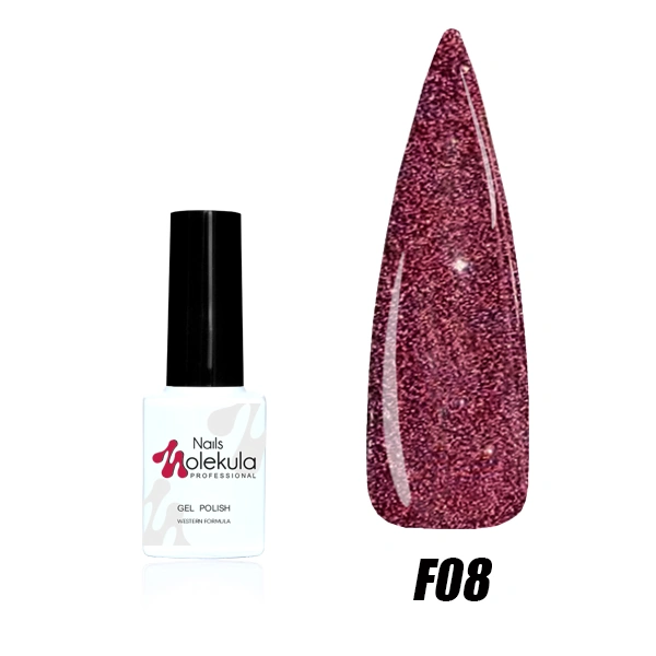 Гель-лак Molekula Flash Effect №F08 бордово-червоний, світловідбивний 6 мл