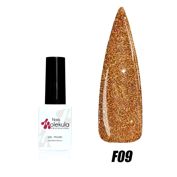 Гель-лак Molekula Flash Effect №F09 золото, світловідбиваючий 6 мл