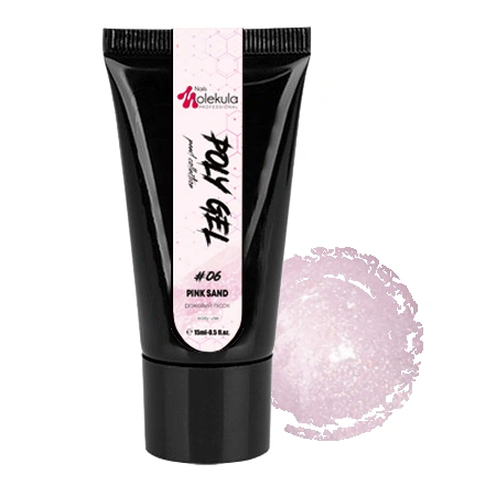 Полігель Рожевий пісок Molekula Poly Gel №06 Pink Sand молочно-рожевий із шиммером 15 мл