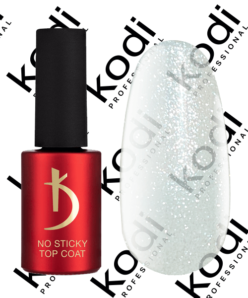 Топ для гель лаку мерехтливий Kodi No Sticky Top Coat Sparkle без липкого шару 7 мл