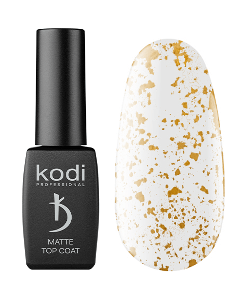 Матове фінішне покриття із золотими пластівцями Kodi Matte Top Coat Art 03 8 мл