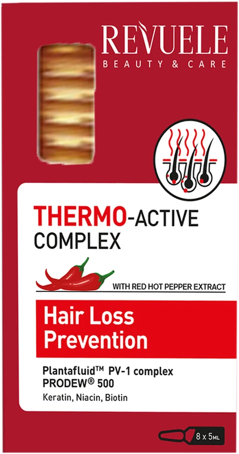 Профілактика випадання волосся в ампулах Revuele Thermo-Active Complex Hair Loss Prevention 8х5 мл з екстрактом червоного перцю