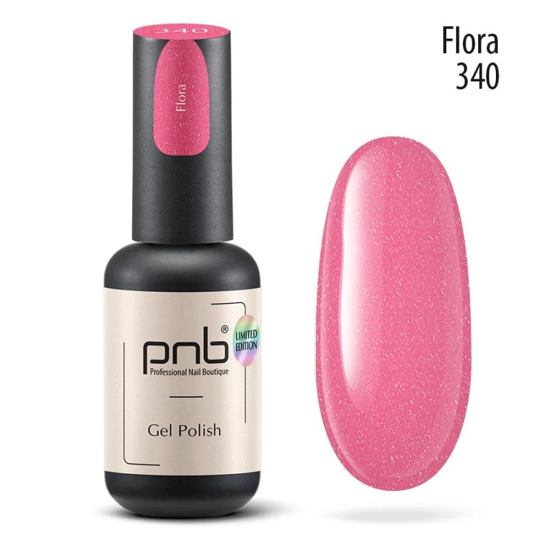 Гель-лак PNB №340 Flora рожевий, з дрібним шиммером 8 мл