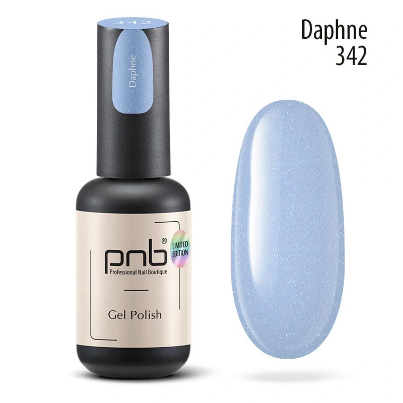 Гель-лак PNB №342 Daphne небесно-блакитний зі срібним блиском 8 мл