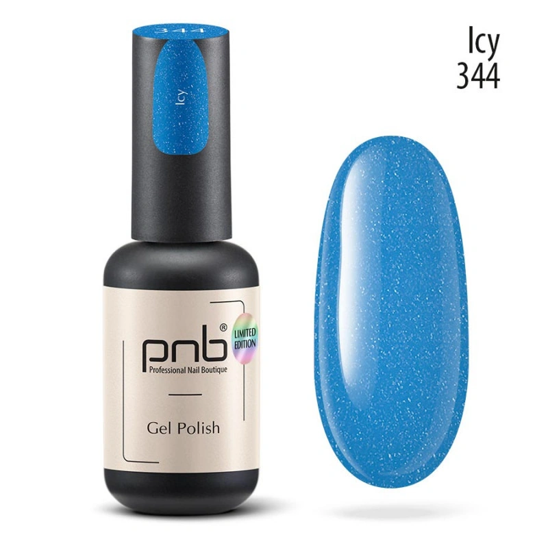 Гель-лак PNB №344 Icy попелясто-синій, з шиммером 8 мл