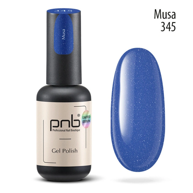 Гель-лак PNB №345 Musa синьо-фіолетовий, з дрібним шиммером 8 мл