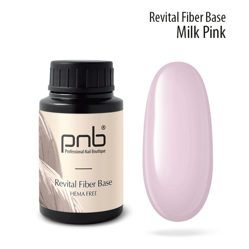 Файбер база відновлююча PNB Revital Fiber Base Milk Pink молочно-рожевий, з нейлоновими волокнами та UV-фільтром 30 мл