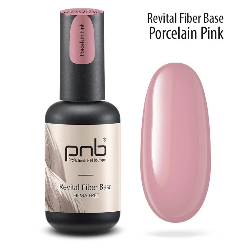 Файбер база відновлююча PNB Revital Fiber Base Porcelain Pink фарфоровий рожевий, з нейлоновими волокнами і UV-фільтром 17 мл