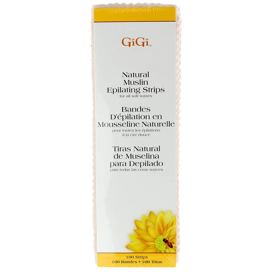 Натуральні муслінові смужки для депіляції GIGI Natural Muslin Epilating Strips Large великі 100 шт