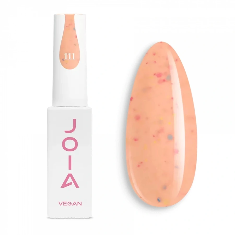 Гель-лак для нігтів JOIA Vegan 111 персиковий з різнокольоровим конфеті 6 мл