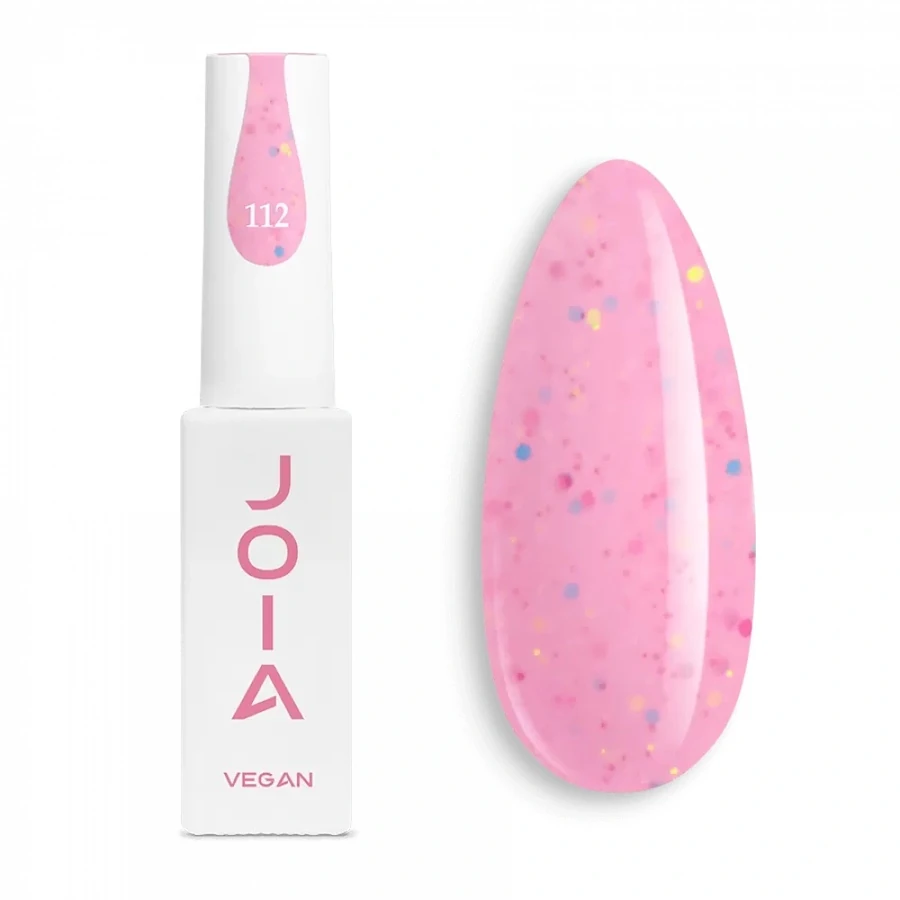 Гель-лак для нігтів JOIA Vegan 112 світло-рожевий з різнокольоровим конфеті 6 мл
