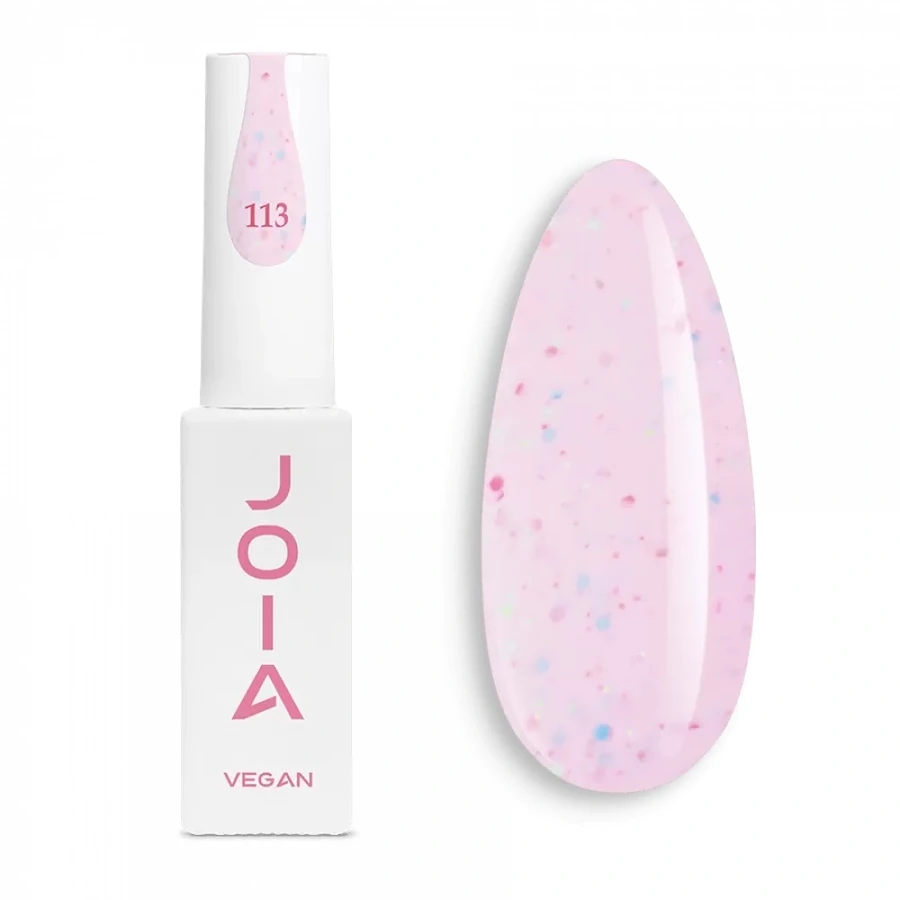 Гель-лак для нігтів JOIA Vegan 113 ніжно-рожевий з різнокольоровим конфеті 6 мл