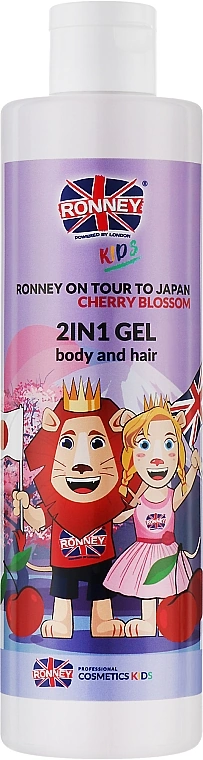 Дитячий гель для душу та шампунь Ronney Kids On Tour To Japan 2in1 Gel з вишневим ароматом 300 мл
