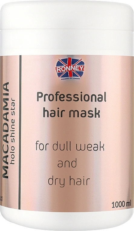 Зміцнююча маска для сухого та ослабленого волосся Ronney Holo Shine Star Macadamia Mask 1000 мл