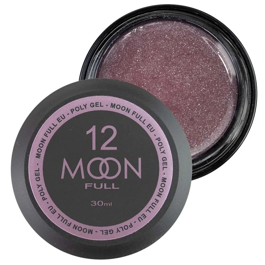 Полігель MOON FULL Poly Gel №12 рожево-металевий із шиммером 30 мл