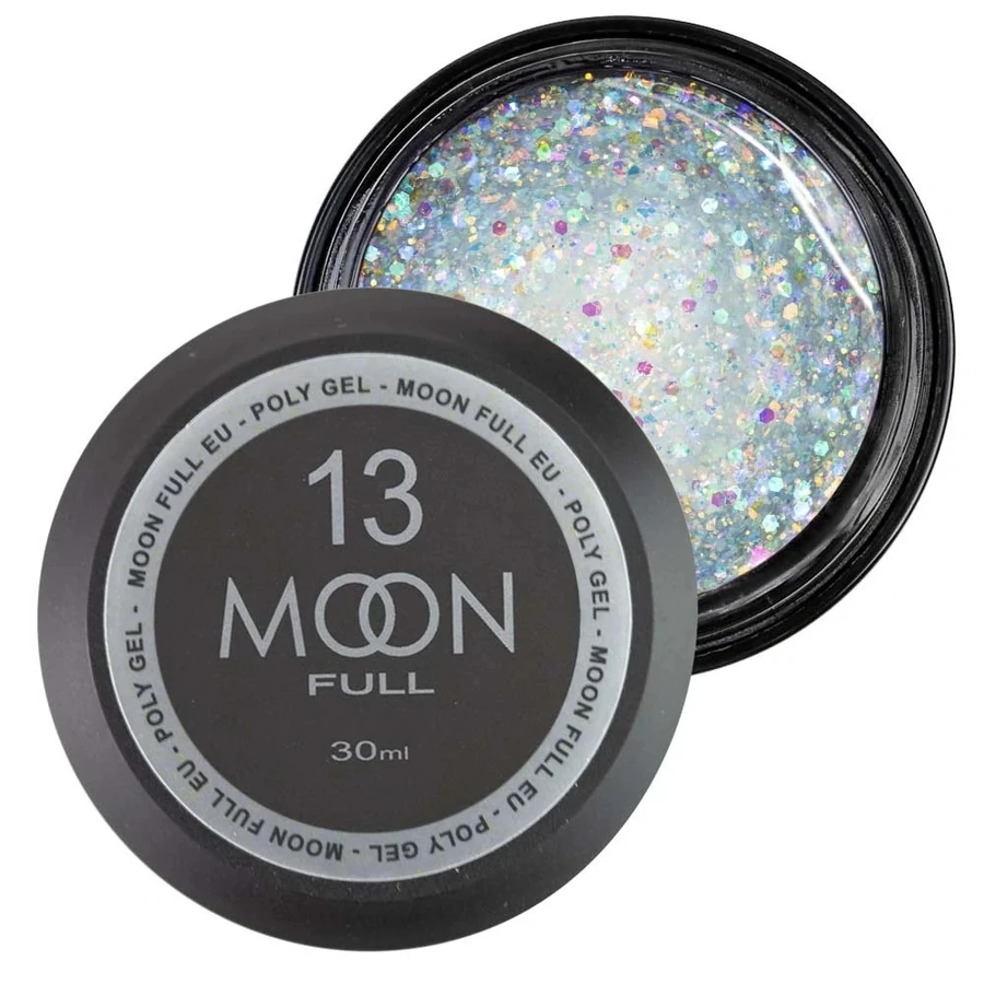 Полігель MOON FULL Poly Gel №13 перлове конфетті з поталлю 30 мл