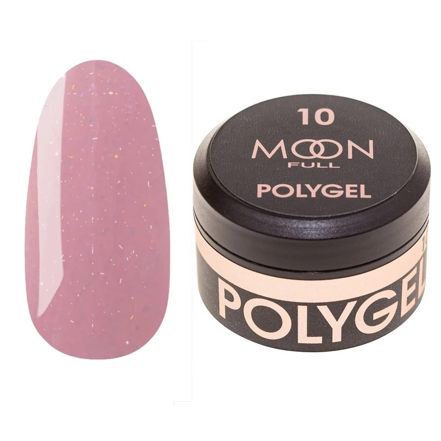 Полігель MOON FULL Poly Gel №10 соковисто-рожевий із шиммером 15 мл