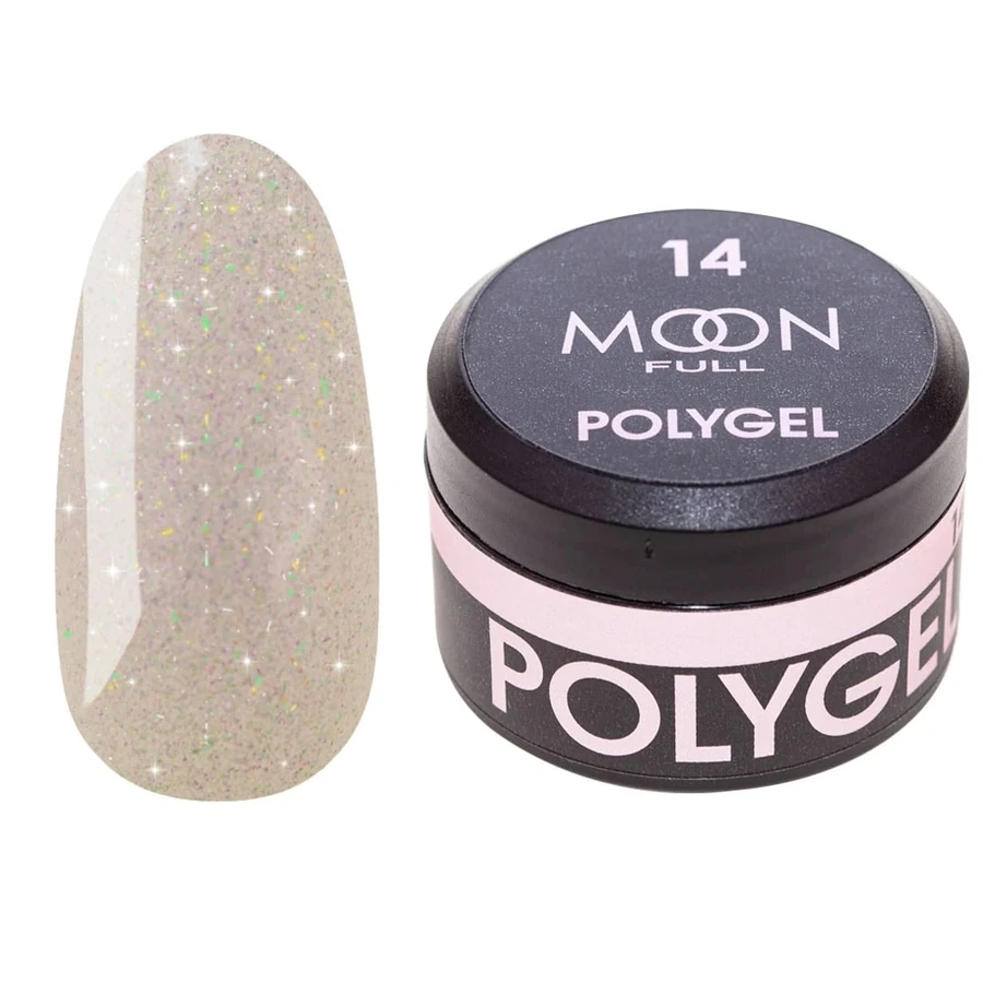 Полігель MOON FULL Poly Gel №14 оозовий діамант із шиммером 15 мл