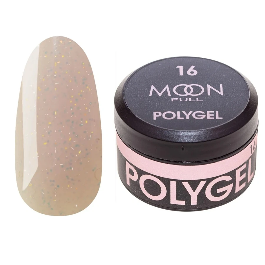 Полігель MOON FULL Poly Gel №16 білий Шоколад із шиммером 15 мл