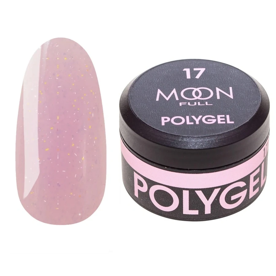 Полігель MOON FULL Poly Gel №17 лилово-білий із шиммером 15 мл
