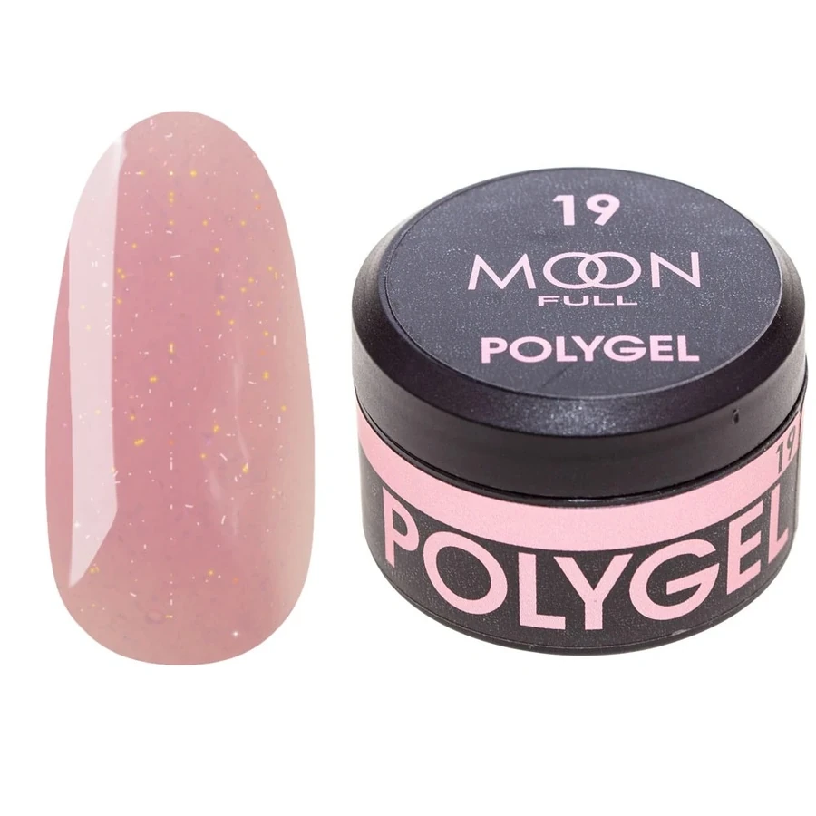 Полігель MOON FULL Poly Gel №19 насичено-рожевий із шиммером 15 мл