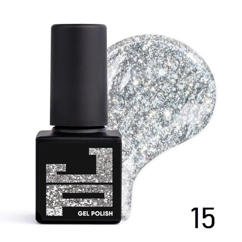 Гель-лак Jerden-Proff Gel Polish 15 срібна слюда, з блискітками 5 мл