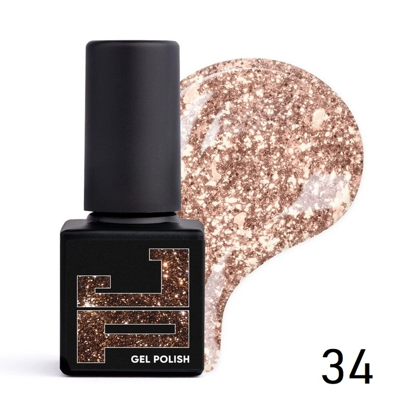 Гель-лак Jerden-Proff Gel Polish 34 бронзова поталь, з поталлю 5 мл
