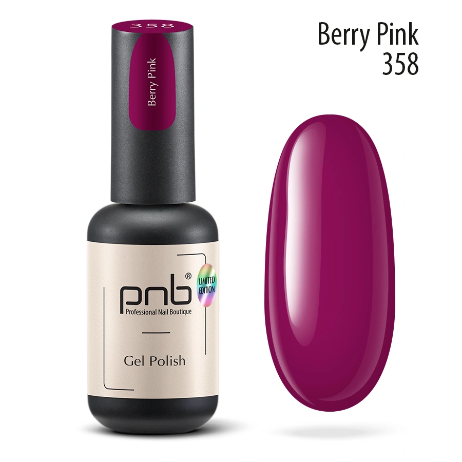 Гель-лак PNB №358 Berry Pink ягідно-рожевий, емаль 8 мл