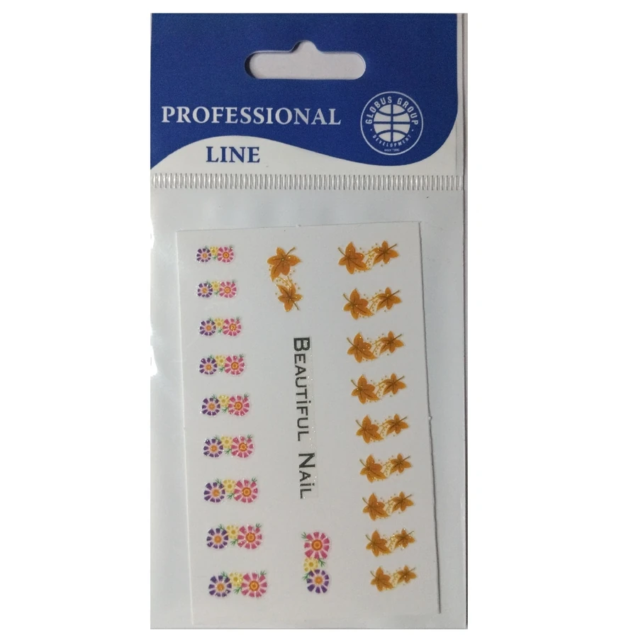 Наклейки для нігтів Листочки та квіти Globus Group Professional Line Nail Sticker S102