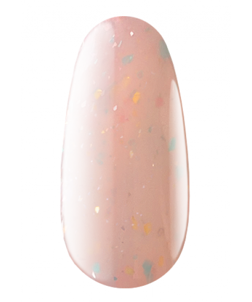 Камуфлююче базове покриття Kodi Cover Base Gel Flake №12 бежево-молочний колір з блакитними та золотими пластами, що сяють 7 мл