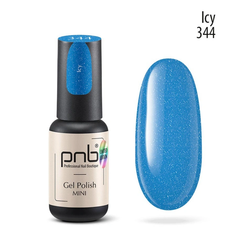 Гель-лак PNB Mini №344 Icy попелясто-синій, з шиммером 4 мл