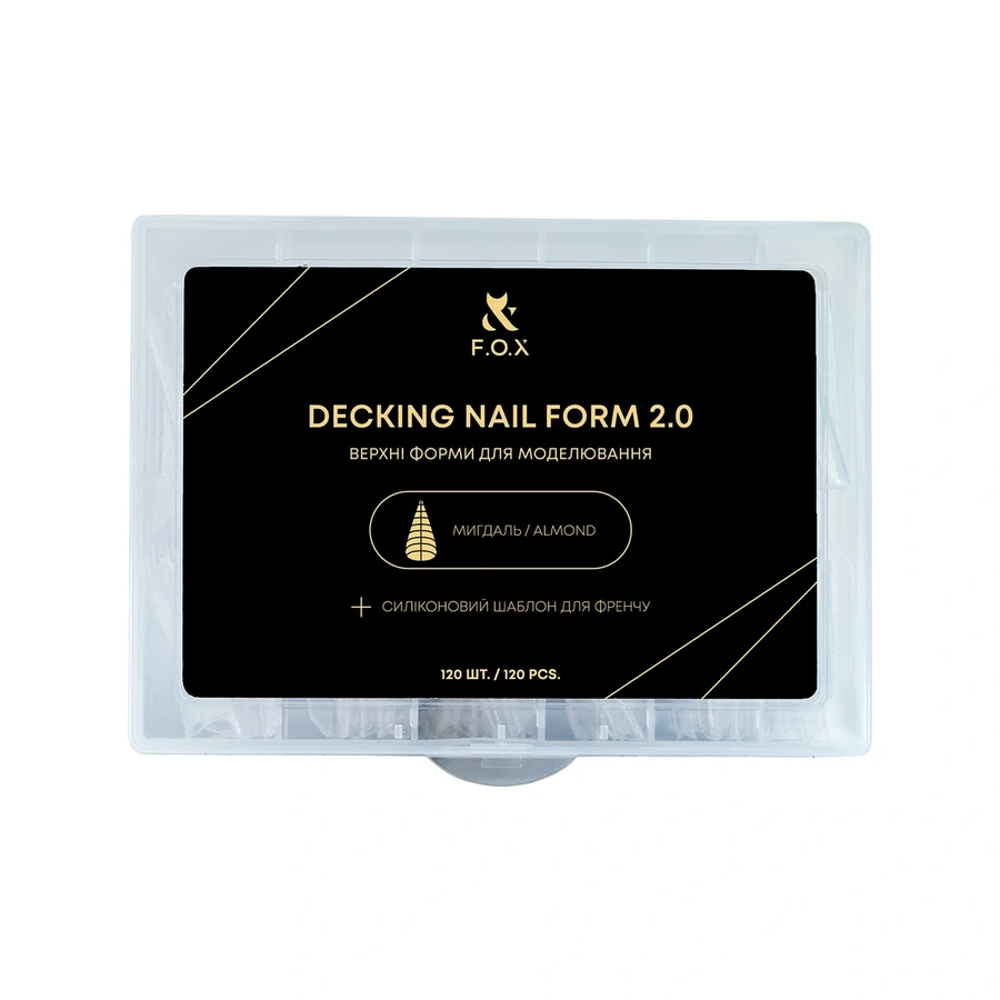 Верхні багаторазові форми для моделювання FOX Decking Nail Form 2.0 Almond Мигдаль + силіконовий шаблон 120 шт