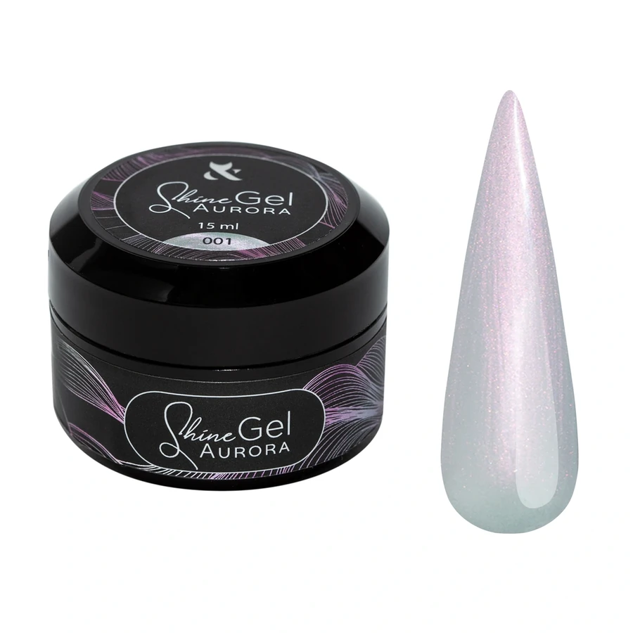 Рідкий гель для зміцнення натуральних нігтів FOX Shine Gel Aurora 001 з перламутровим ефектом 15 мл