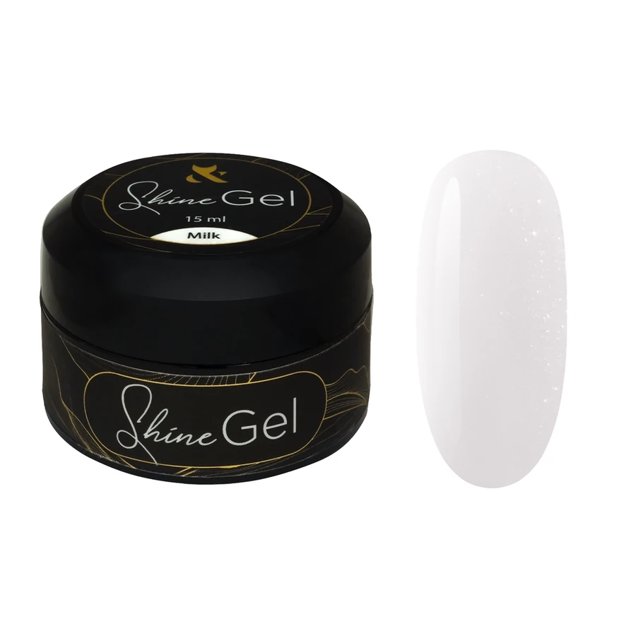 Рідкий гель для зміцнення натуральних нігтів FOX Shine Gel Milk молочний, із шиммером 15 мл