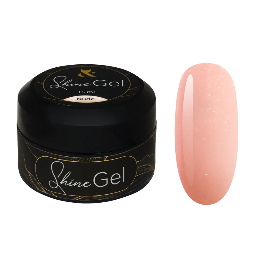 Рідкий гель для зміцнення натуральних нігтів FOX Shine Gel Nude натуральний, із шиммером 15 мл