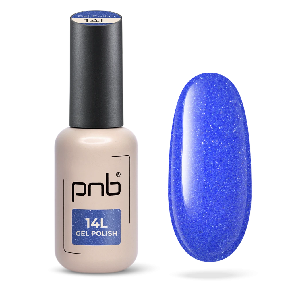 PNB Гель-лак PNB №14L Crystal Sapphire синій, з шиммером 8 мл