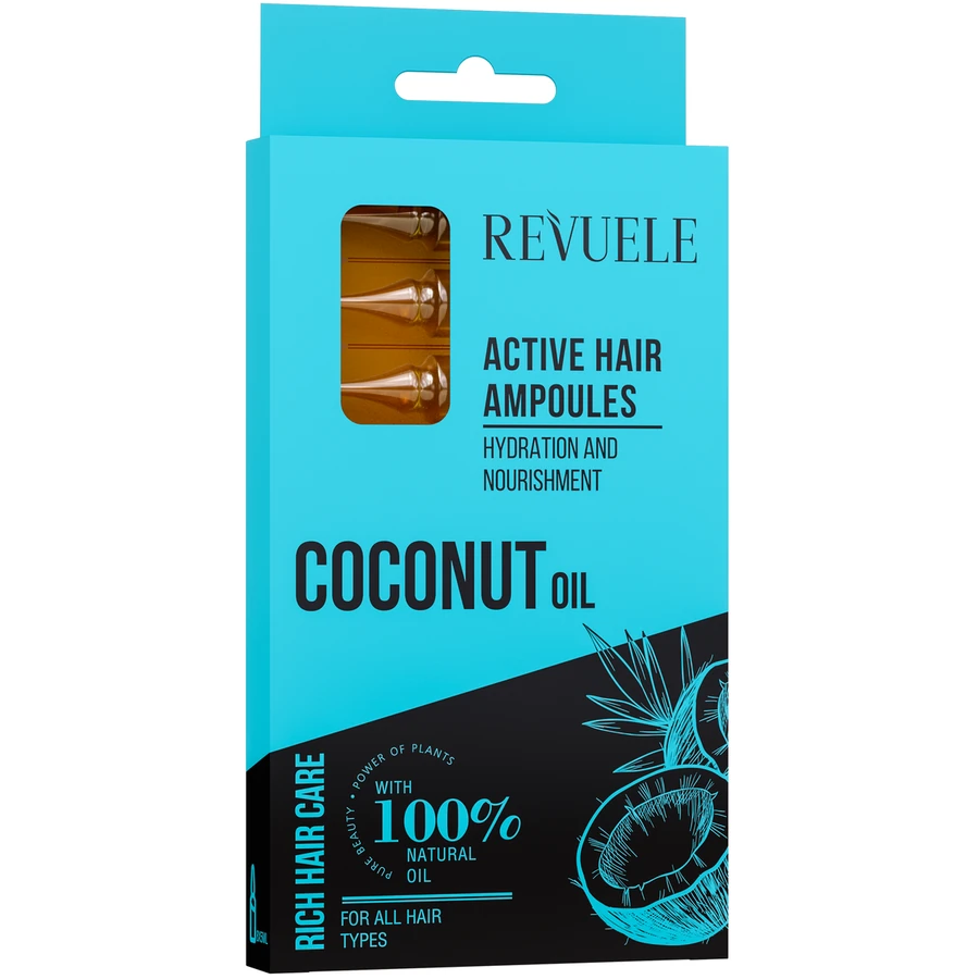 Активні ампули для волосся з кокосовим маслом Revuele Coconut Oil Active Hair Ampoules 8x5 мл