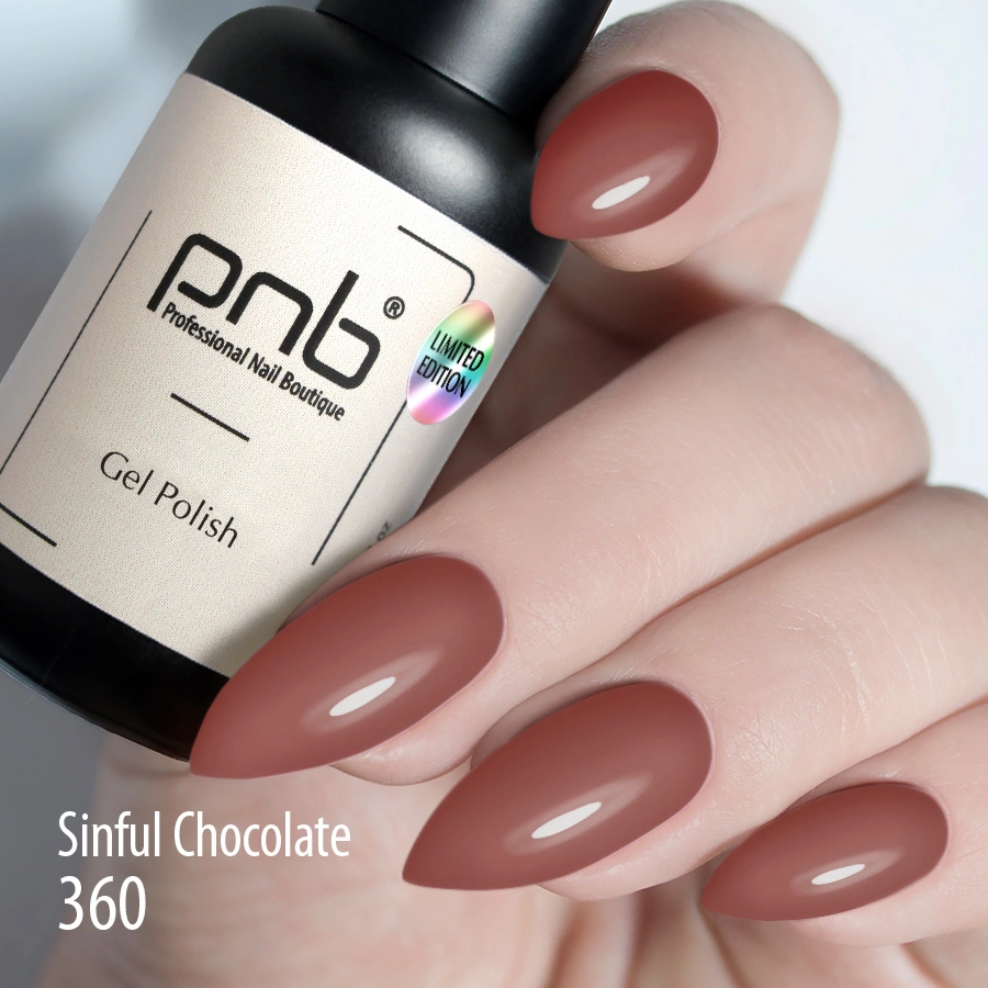 Гель-лак PNB №360 Sinful Chocolate гарячий шоколад, емаль 8 мл