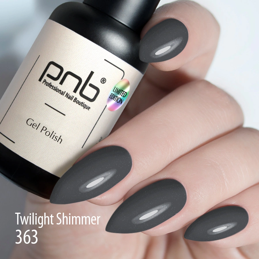 Гель-лак PNB №363 Twilight Shimmer темно-сірий з блискітками 8 мл