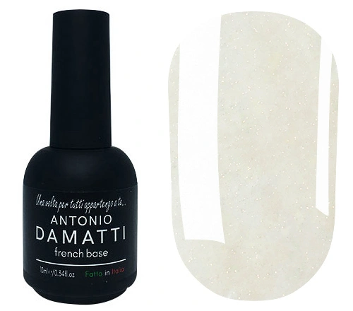 Каучукова база френч Antonio Damatti Rubber Base French №010 прозорий з рожевим мікроблиском 10 мл